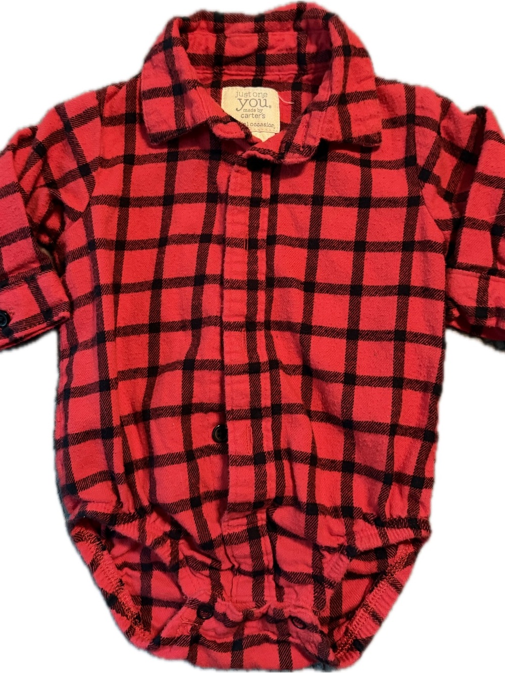Just One You by Carter's Red Plaid Baby One-Piece Bodysuit